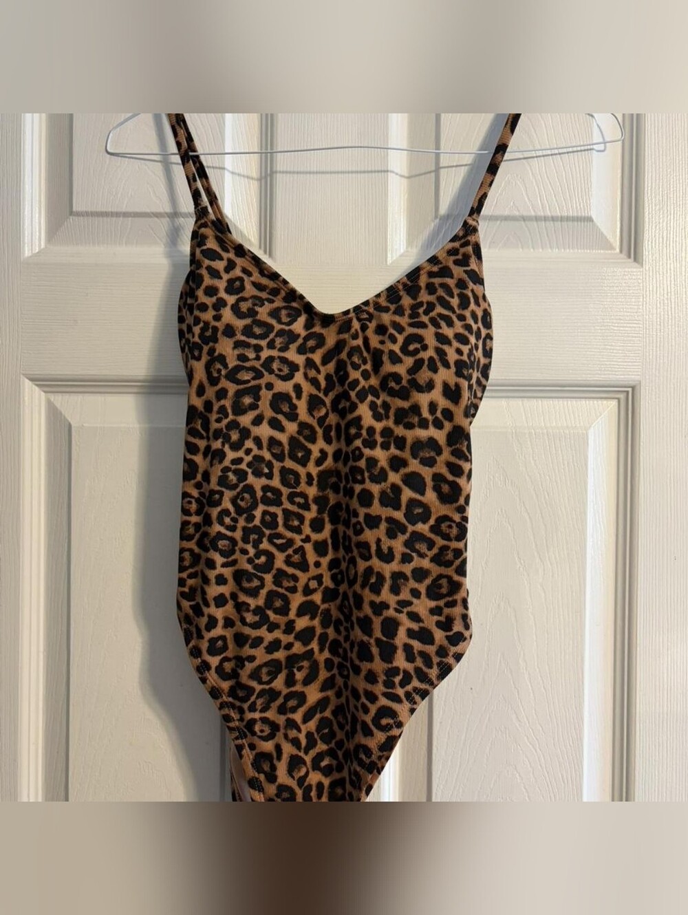 Wild Fable Brown and Black Leopard Print Cheeky High Leg One-Piece Swimsuit